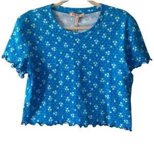 BCBGeneration Floral Frill Crop Top Women's Large NWT